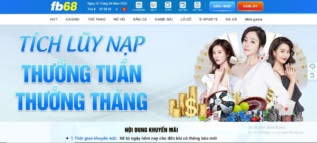 Fb68 quà tặng tích lũy nạp tuần siêu hấp dẫn