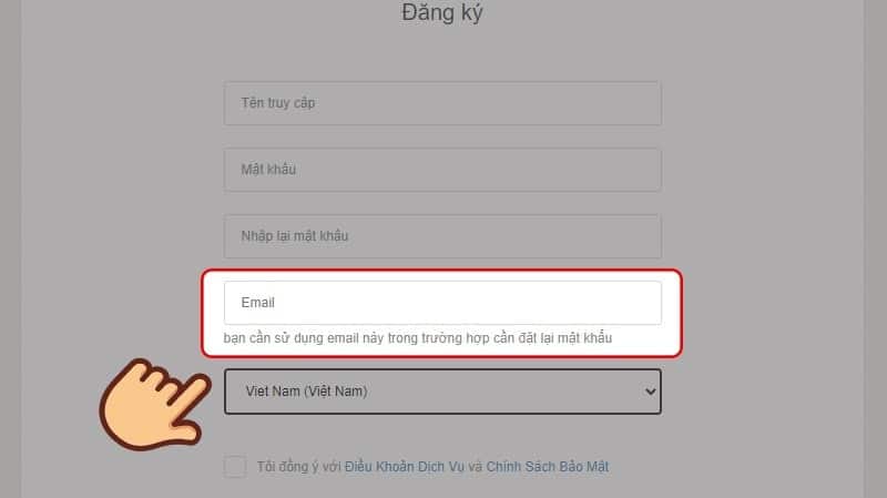 Nhập địa chỉ Email của bạn.
