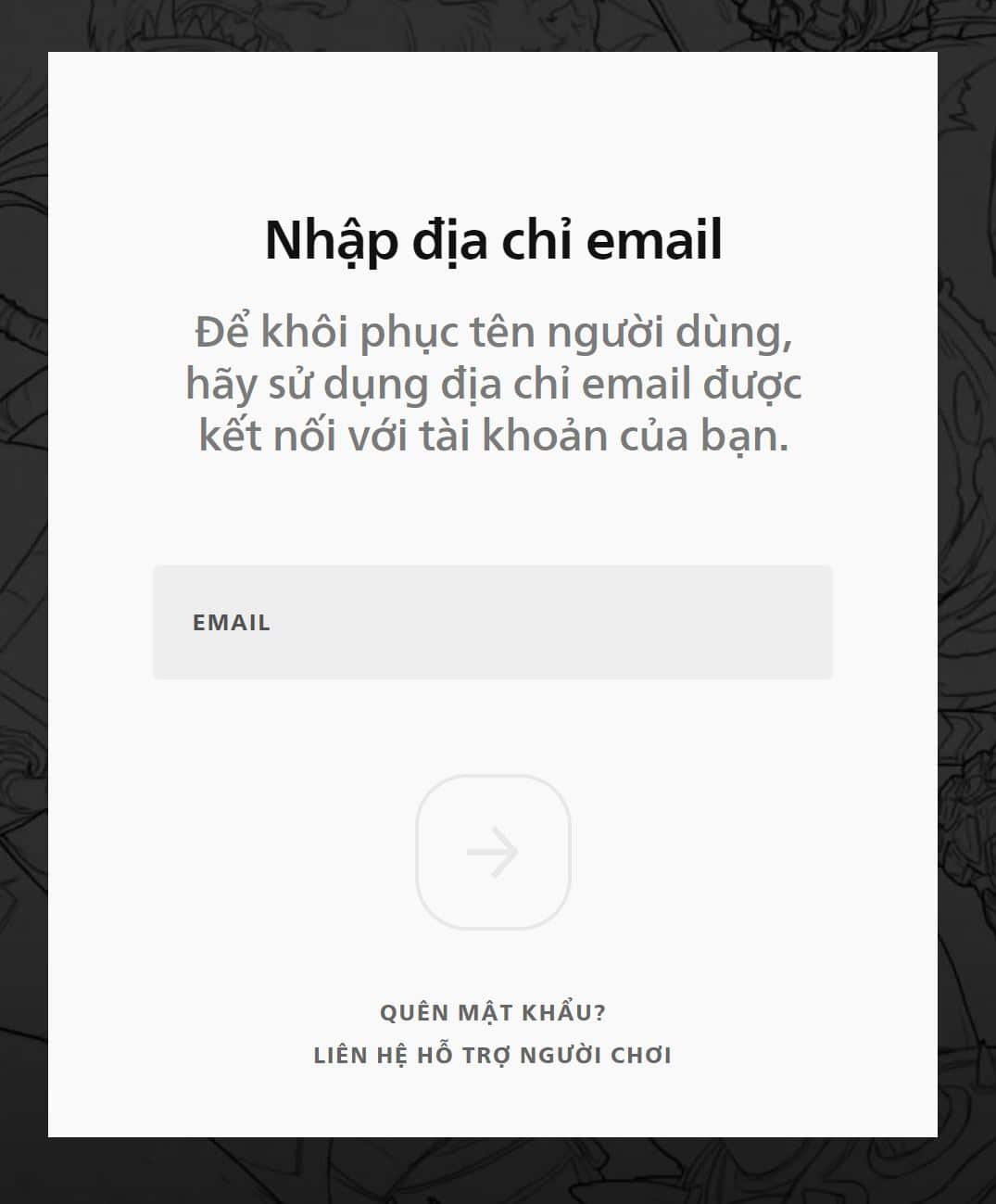 Nhập địa chỉ email để khôi phục tài khoản
