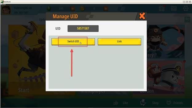 bấm nút Switch UID
