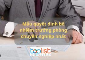 Mẫu quyết định bổ nhiệm trưởng phòng chuyên nghiệp nhất