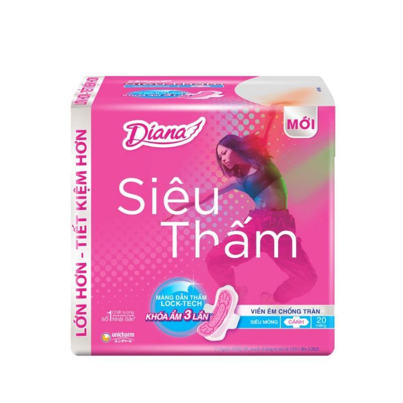 Băng vệ sinh Diana siêu thấm siêu mỏng cánh 20 miếng