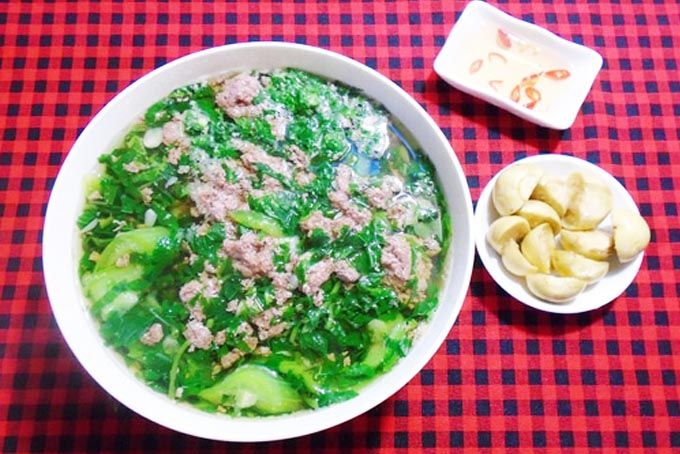 Canh cua rau đay, mồng tơi