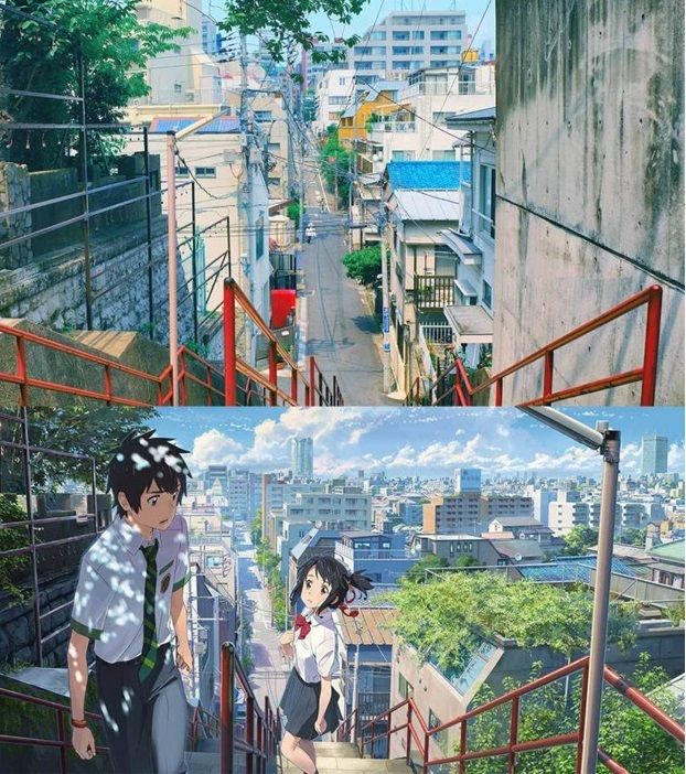 Cầu thang bộ, đền Suga, Tokyo – Your Name