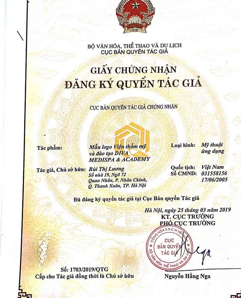Đăng ký quyền tác giả logo thẩm mỹ và đào tạo DIVA MEDISPA & ACADEMY