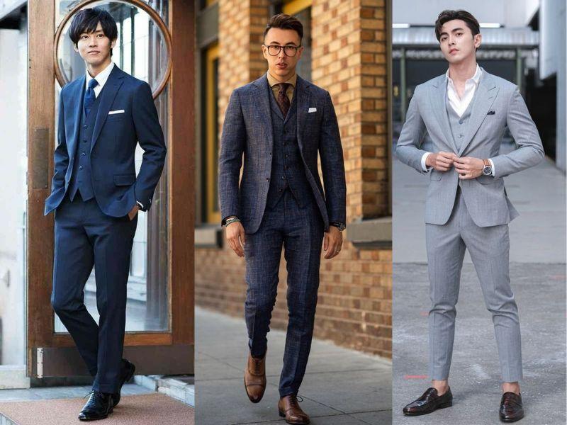 Gile nam kết hợp với áo vest