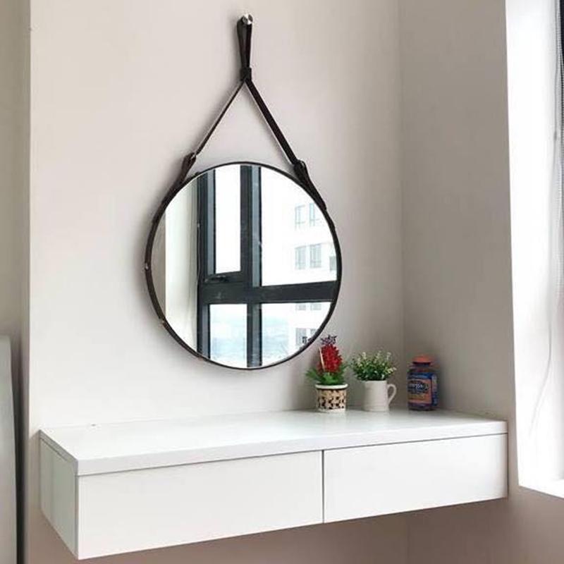 Gương trang trí dây da treo tường