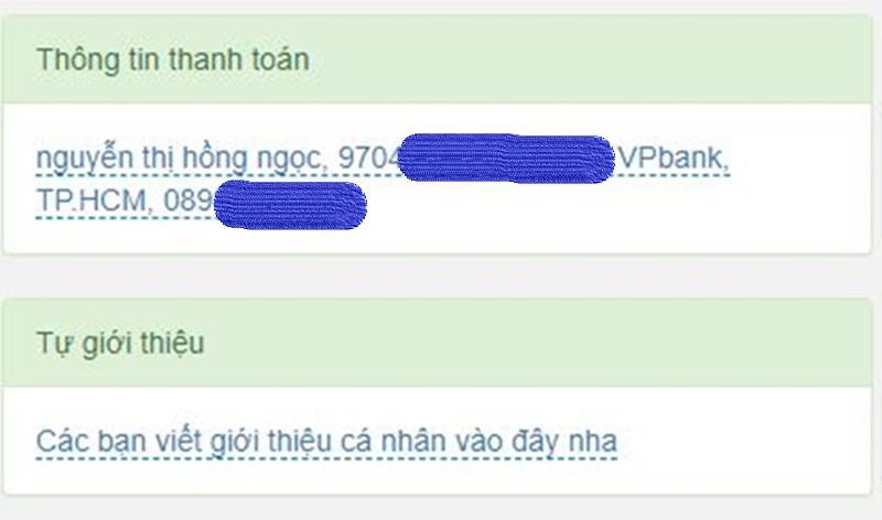 bạn cần cập nhật thông tin cá nhân và thông tin thanh toán của bản thân.