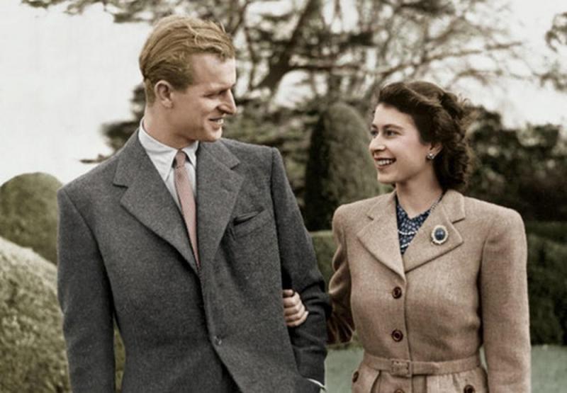 Vợ chồng  Nữ hoàng Anh Elizabeth thời trẻ.