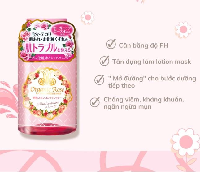 Nước hoa hồng dưỡng da organic Meishoku Rose Skin Conditioner