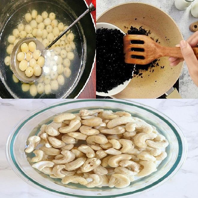 Sữa mè đen mix hạt sen + hạt điều