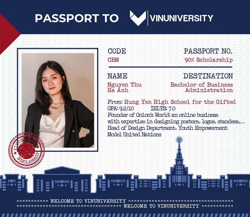 GƯƠNG MẶT HỌC SINH CHUYÊN HƯNG YÊN VINH DỰ NHẬN 90% HỌC BỔNG CỦA ĐẠI HỌC VINUNI - BẠN NGUYỄN THU HÀ ANH