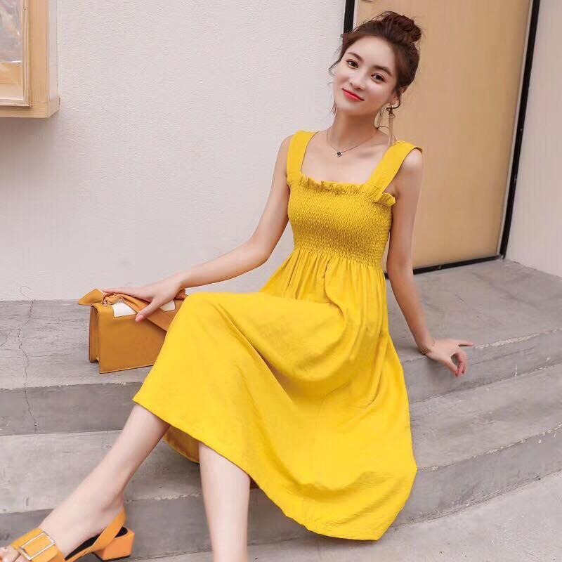 Váy hai dây chun ngực