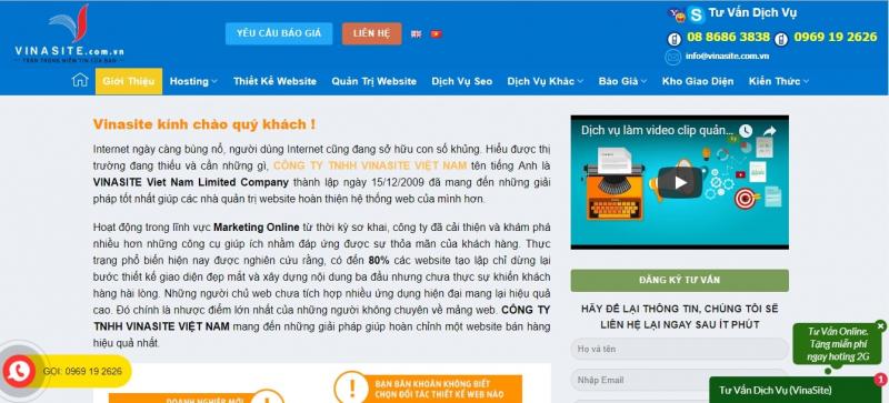 Hình ảnh giao diện web Vinasite