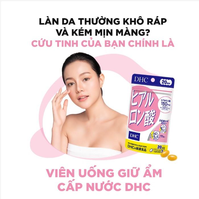 Viên ﻿uống cấp nước giữ ẩm DHC Hyaluronic Acid hỗ trợ làn da căng mịn, sáng bóng