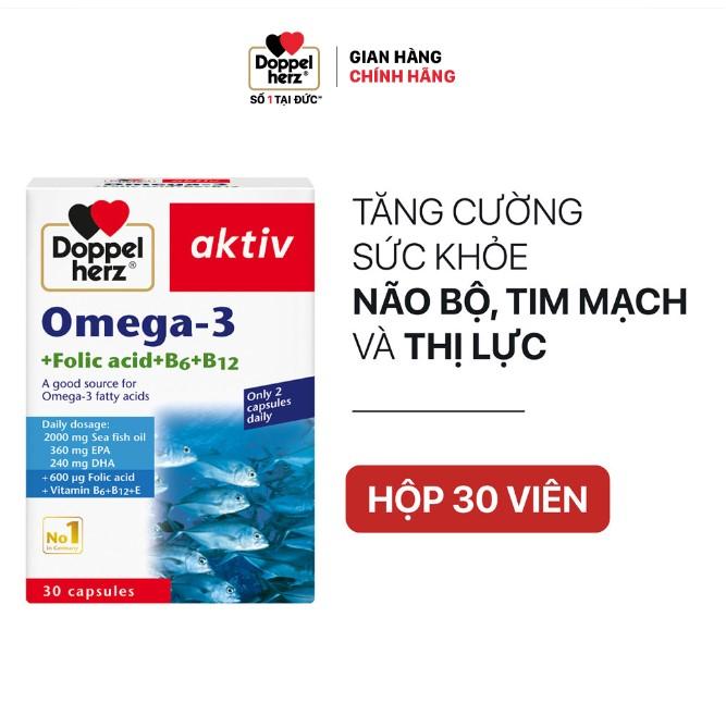 Viên uống tăng cường thị lực, tim mạch và não bộ Doppelherz Omega 3 + Folic acid + B6 + B12