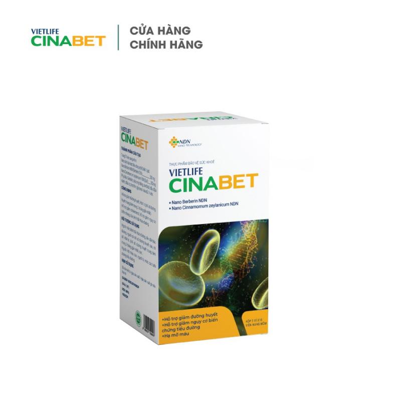 Vietlife Cinabet 30 viên - Đột phá nano dược liệu hỗ trợ giảm mỡ máu, đường huyết