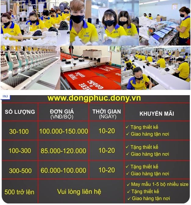 Bảng giá rõ ràng, minh bạch đến từ Xưởng may Dony